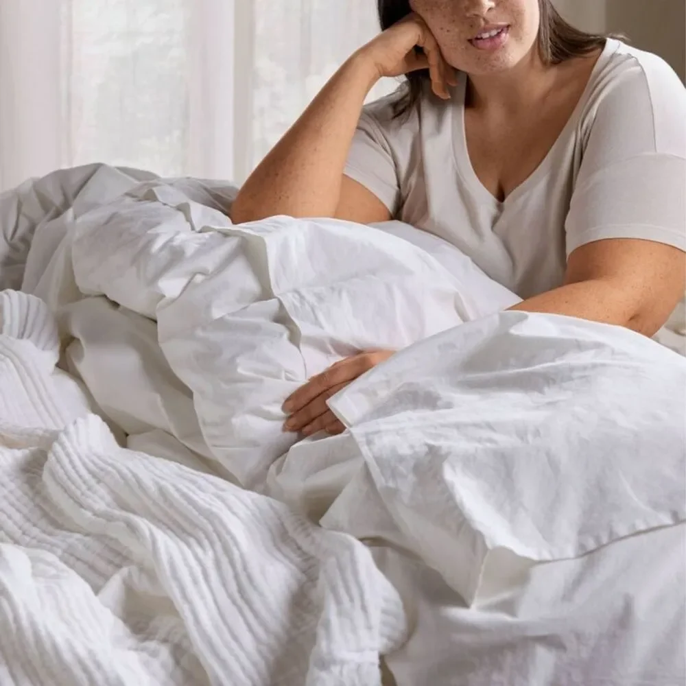 Full/Queen Casual Organic Cotton Duvet Cover & Sham Set White - Parachute
